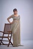 Light Gold Tissue Silk Saree with Zari Border Designer Blouse