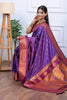 Purple Kanjivaram Silk Saree with Gold Zari Border Butti Work