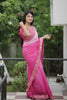 Pink Georgette Saree with Embroidered Border Designer Blouse