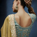 Luxury Mustard Gold Embroidered Saree with Designer Blouse