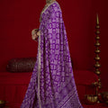 Purple Bandhej Print Festive Saree with Golden Border Matching Blouse