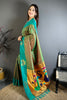 Sea Green Soft Silk Saree with Contrast Designer Pallu Zari Work