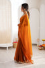 Orange Organza Silk Saree with Designer Golden Lace Border