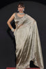 Gold Shimmer Silk Saree Heavy Zari Stone Embroidered Border