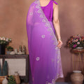 Purple Ombre Georgette Saree with Embroidered Border Work