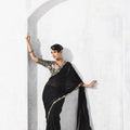Black Designer Saree Border and Contrast Blouse Party Wear