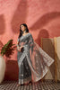 Grey Embroidered Georgette Saree with Designer Border Party Wear Saree