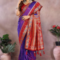 Royal Purple Silk Saree with Red Zari Woven Border Designer Pallu