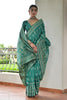 Teal Green Cotton Silk Saree with Traditional Woven Border