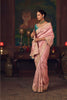 Pink Silk Saree with Embroidered Border and Teal Designer Blouse