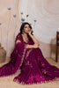 Wine Magenta Silk Saree Golden Zari Embroidery Border Matching Blouse
