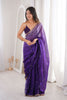 Royal Purple Organza Saree Golden Butti Work Embroidered Border