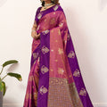 Purple Rani Pink Kanjivaram Silk Saree with Rich Gold Zari Border