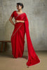 Red Chiffon Saree with Zari Border Embroidered Blouse