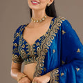 Royal Blue Silk Saree Heavy Zari Embroidered Border  Designer Blouse