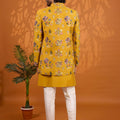 Stunning Mustard Yellow Floral Printed Indo Western Sherwani With Designer Jacket