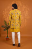 Stunning Mustard Yellow Floral Printed Indo Western Sherwani With Designer Jacket