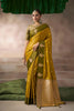 Mustard Yellow Silk Saree with Olive Green Border Rich Zari