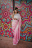 Pink And White Ombre Georgette Saree Designer Border Party Wear