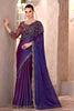 Royal Purple Wine Silk Saree with Heavy Floral Embroidery Blouse 