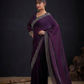 Wine Purple Silk Saree with Designer Embroidered Border