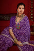 Purple Bandhej Print Festive Saree with Golden Border Matching Blouse