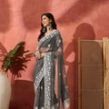Grey Embroidered Georgette Saree with Designer Border Party Wear Saree