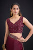 Maroon Silk Saree Antique Silver Zari Border Party Wear Saree