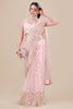 Pink Net Saree Heavy Sequins Embroidery Work Designer Blouse