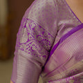 Lavender Banarasi Silk Saree with Silver Zari Floral Weaving Saree