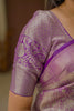 Lavender Banarasi Silk Saree with Silver Zari Floral Weaving Saree