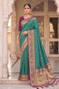 Teal Green Paithani Silk Saree Zari Floral Woven Border Traditional Peacock Pallu