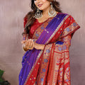 Royal Purple Silk Saree with Red Zari Woven Border Designer Pallu