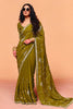 Olive Green Designer Saree Embroidered Border Saree
