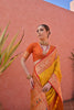 Golden Yellow And Orange Kanjivaram Silk Saree with Rich Zari  Festive Wear