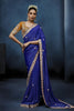 Luxury Royal Blue Embroidered Saree with Designer Blouse 