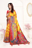 Yellow Multicolor Paisley Printed Saree with Designer Border