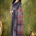 Multicolor Printed Designer Saree with Matching Blouse