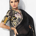 Black Designer Saree Border and Contrast Blouse Party Wear