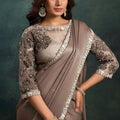 Grey Designer Georgette Saree with Silver Embroidered Border