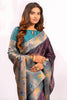Deep Purple Paithani Silk Saree with Teal Zari Border and Traditional
