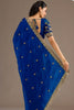Royal Blue Silk Saree Heavy Zari Embroidered Border  Designer Blouse