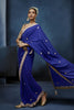 Luxury Royal Blue Embroidered Saree with Designer Blouse