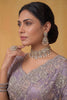 Lavender Net Saree Heavy Silver Floral Embroidery Designer Border