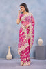 Designer Hot Pink Floral Embroidered Net Saree with Heavy Border