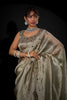 Gold Shimmer Silk Saree Heavy Zari Stone Embroidered Border