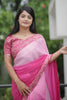Pink Georgette Saree with Embroidered Border Designer Blouse