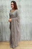 Grey Organza Saree with Floral Embroidery Designer Blouse
