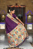 Deep Purple Paithani Silk Saree Multicolor Peacock Floral Woven Border