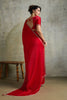 Red Chiffon Saree with Zari Border Embroidered Blouse